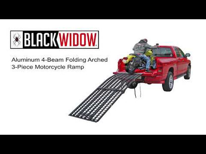 Black Widow 3-Piece Arched Folding Motorcycle Ramp | Model BW-9440-HD & BW-10840-HD| Width 40" | Length 7' 10" & 9' | Capacity 1,500 lb | Horsepower 4 To 90+ HP | For Motorcycles, Dirt Bikes, ATVs