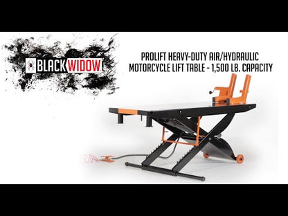 Black Widow Pneumatic ProLift Motorcycle Lift Table | Model BW-PROLIFT-HD | Platform Size 105.5" x 24" | Capacity 1,500 lb | For Touring, Cruiser & Heavy Motorcycles