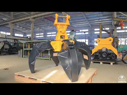 Teran Hydraulic Orange Peel Grapple (Rotary) Waste Grapple | Model TDOPG EC-140 | 360 Degree Hydraulic Rotation | Compatibility 10-16 Tons | For Excavators