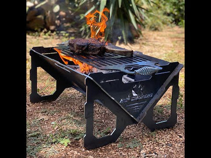 ASF EZ Fire Pit with Grill | Portable & Collapsible | 220 sq. in. Cooking Area