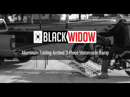 Black Widow 3-Piece Arched Folding Motorcycle Ramp | Models MF-10838 & MF-12038 | Size 38" Wide | Capacity 1,500 lb | For Street, Cruiser & Touring Motorcycles
