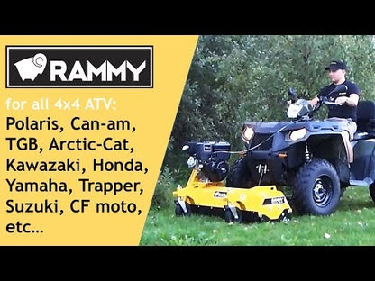 Rammy 48" ATV Flail Mower 120 With Winch and Universal Snowplow Mount Bracket For ATV
