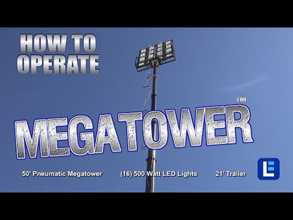 Larson Electronics 60' Pneumatic Megatower™ on 21 Foot Trailer - (16) 500 Watt LED Lights - 14KW Genset - 110 Gallons