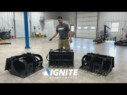Ignite Attachments Rake Grapple | Working Width 66" | Overall Height 37.2" | Hydraulic Flow 12-16 GPM | For Skid Steers