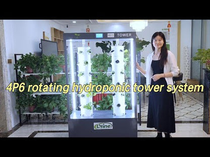 Lyine 6P10-4/6P15-4 Rotating Hydroponic Tower with LED Light System | 10 & 15 Layers | 100L