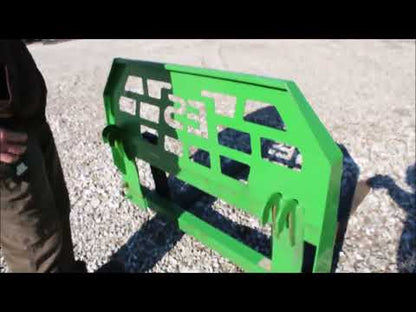 Express Steel Pallet Forks | SKU ES60210 | Fork Length 36"–48" | Frame Width 45.5" | John Deere Quick Attach | Horsepower 25–60 HP | For Compact Tractors