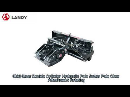 Landy Attachments Hydraulic Pole Setter | Width 42" & 52" | Opening Range 3"-21" | 16 GPM | 1 Ton | For Skid Steers, Excavators & Telehandlers
