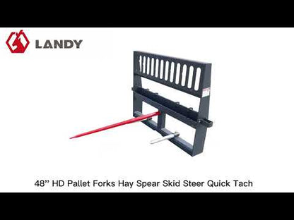 Landy Attachments HD Pallet Forks & Hay Spear Combo | Width 48" | 8-30+ GPM | For Skid Steers