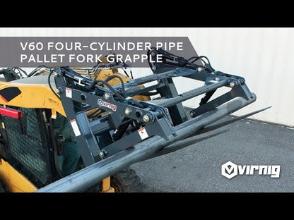 Virnig V60 Four-Cylinder Pipe Pallet Fork Grapple | Models PPFG448 & PPFG460 | Width 69" | Hydraulic Flow 15 To 25 GPM | For Skid Steer