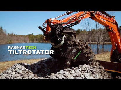 RAGNARTECH TILT ROTATOR SERIES | TR-04, TR-06 & TR-08 MODEL | WITH DIGGING & GRADING BUCKETS | FOR KUBOTA & BOBCAT EXCAVATORS