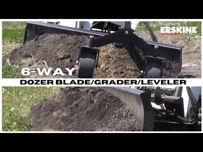 Erskine 6-Way Dozer Blade/Grader/Leveler | 78", 90" & 96" Blade Width | Pistol Grip Control Harness | For Skid Steer