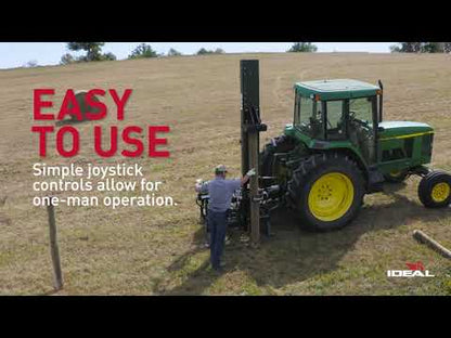 Ideal | Heavy Duty Trailer Post Driver | Model ID205 | Mast Stroke 67" | 14 HP Hydraulic Electric Start | 750 lb Hammer | For Tractor