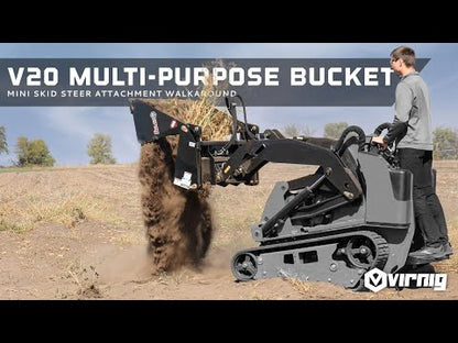 Virnig V20 Mini Skid Steer Multi-Purpose Bucket (4-in-1) | Models CMP36, CMP42, CMP48 & CMP54 | Widths 36" To 54" | Hydraulic Flow Range 15 To 25 GPM | For Mini Skid Steer