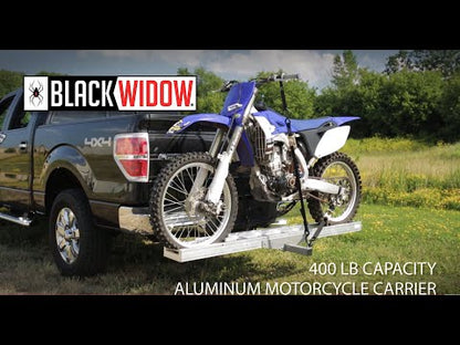 Black Widow Nonfolding Dirt Bike Carrier | Model AMC-400 | Track Width 5.5" | Capacity 400 lb. | For Class III–IV 2" Hitch Dirt Bikes, eBikes & Fat Tire Transport