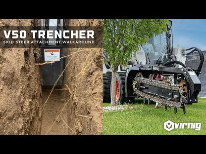 Virnig V50 Trencher | Models TCH36, TCH48 & TCH60 | Dig Depths 36" To 60" | Hydraulic Flow 15-25 GPM | For Skid Steer