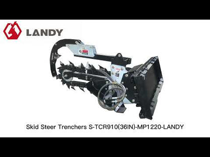 Landy Attachments Mini Skid Steer Trencher | Trenching Depth 37" | Cutting Width 6" | 20 GPM | For Mini Skid Steers