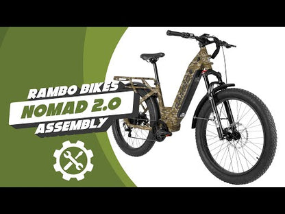 Rambo | E-Bikes | Model Nomad 2.0 | Up to 30 MPH | Up to 38-Mile Range | 1000W Hub Motor | Dual Battery | 48V 15Ah-20Ah LG Battery | For Hunters & Adventurers