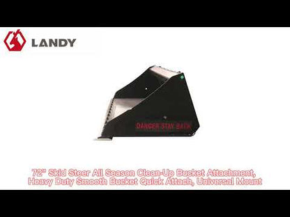 Landy Attachment HD Snow/Mulch Bucket | Bucket Width 72” | 12-25 GPM | 35-40 HP | For Skid Steers, Tractors, UTVs & Loaders