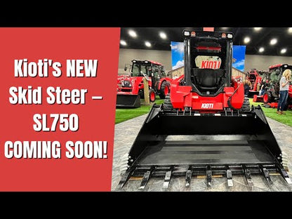 KIOTI Skid Steer Loader | Model SL750-LQ Cab | Width 74.4" | Length 144.7" | Height with Cab 81.2" | Hydraulic Flow 21.9 GPM | For Heavy-Duty Tasks