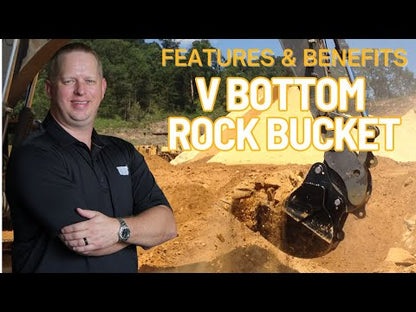 Werk-Brau Reverse V-Bottom Rock Bucket | 36"–84" Width | 12–60 Tons | For Excavators