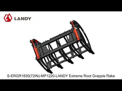 Landy Attachments Root Grapple Rake | Width 72" | 16 GPM | 20-35 HP | For Skid Steers, ATVs, UTVs, & Tractors