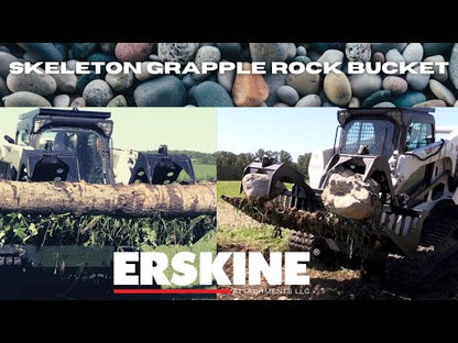 Erskine Skeleton Grapple Rock Bucket | 60", 72" & 84" Model | With Flat Faced Couplers | For Skid Steer