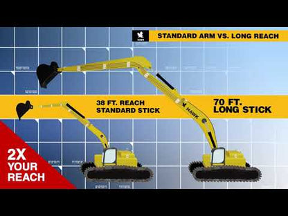 Hawk Excavator Long Reach Arm | Model LRA1036 | Reach 36' | 10–13 Ton | For Excavators