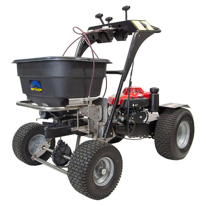 Spyker Ride-On Spreader w/ Honda Engine | Hopper Capacity 120 lb | 4.4 HP | Spread Width 12' | Hydrostatic Rear-Wheel Drive