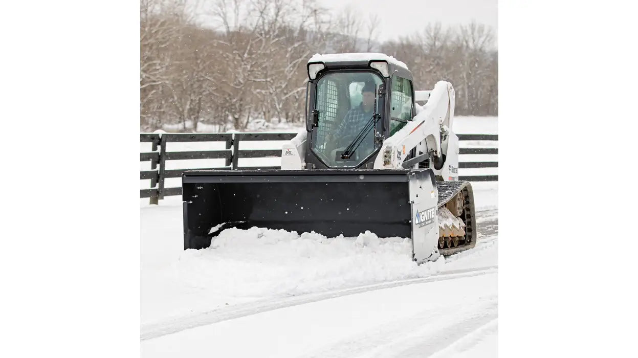 Ignite Attachments Universal Quick Attach Snow Pusher | Working Width 69” | Hydraulic Flow 30-60 GPM | For Skid Steers