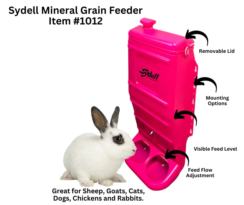 Sydell Pink Poly Mineral & Grain Feeder | #1012 | Capacity 25 lb | For Sheep, Goats & Small Livestock