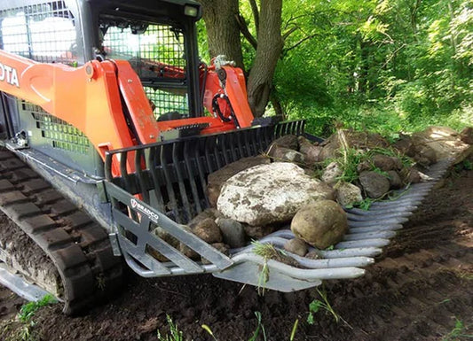 Paladin Rock Bucket | Width 66"-84" | 2" & 3" Tine Spacing | 15-25 GPM | For Skid Steer