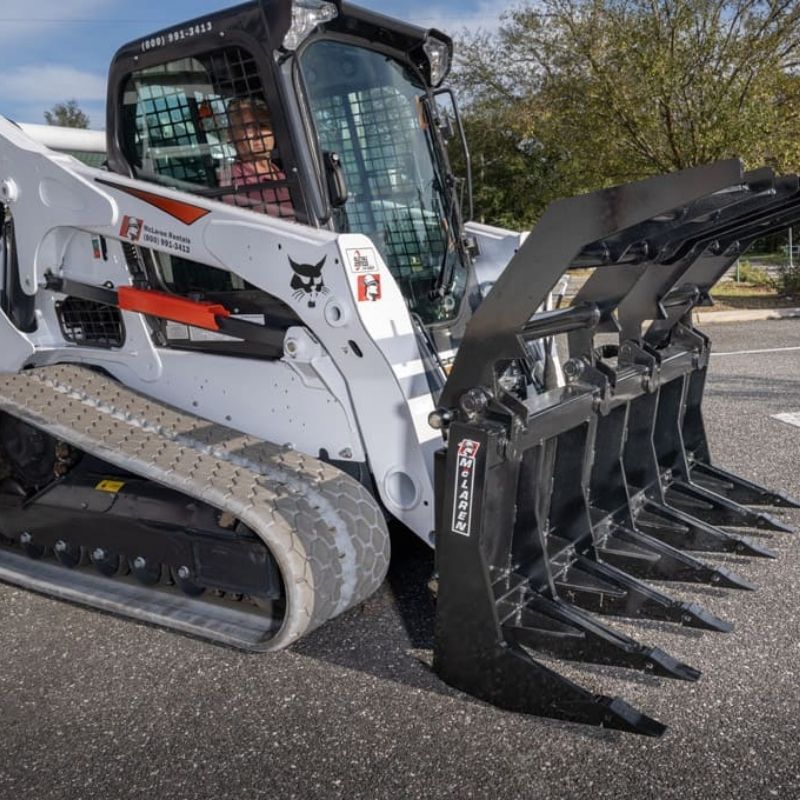 McLaren Industries Extreme Duty Root Rake Grapple | Model 60X123X72 To 60X123X84 | Width 72" To 84" | 15-25 GPM | For Skid Steers