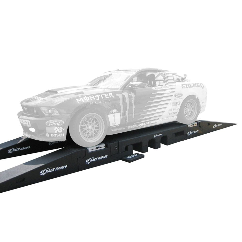 Race Ramps Portable Pit Stop Ramps Racer Model with Scale Cutouts | Model RR-PPS-R | 16" W x 14" H | 6,000 lb Capacity | Adjustable 90 To 115" Wheelbase | For Garage & Track