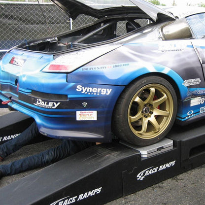 Race Ramps Portable Pit Stop Ramps Racer Model with Scale Cutouts | Model RR-PPS-R | 16" W x 14" H | 6,000 lb Capacity | Adjustable 90 To 115" Wheelbase | For Garage & Track