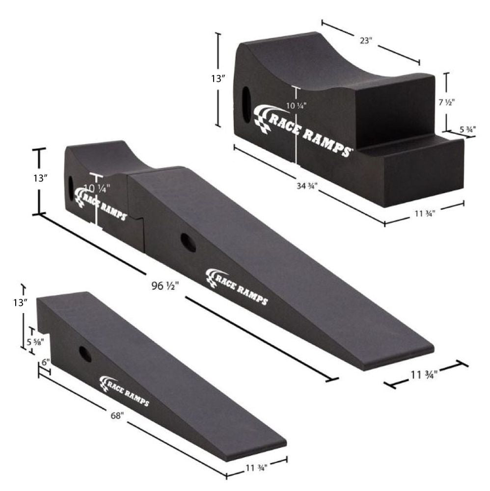 Race Ramps Super Duty Truck Service Ramps | Model RR-STR | 96.5" L x 11.75" W | 10.25" Lift | 60,000 lb Capacity | Fits Tires Up to 11" | For Heavy-Duty Truck & RV Ramps