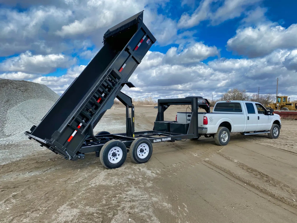 Global Equipment Dump Trailers | Model HDGN16 & HD14 | Heavy‑Duty & Extra Heavy‑Duty | Length 14′–16′ | For Trucks