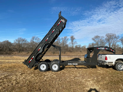 Global Equipment Dump Trailers | Model HDGN16 & HD14 | Heavy‑Duty & Extra Heavy‑Duty | Length 14′–16′ | For Trucks