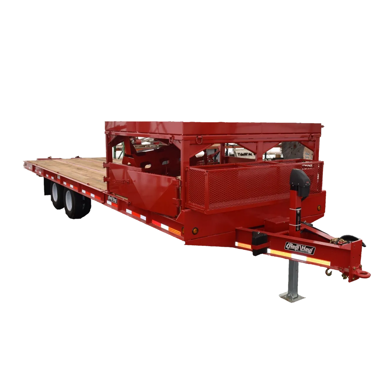 EZ Spot UR Attachment Trailer With Rack | Model EZ-TRL001 | 28' x 8'6" Deck | 25,000 lbs GVWR | 20–30 GPM | 3–5 Tons | For Skid Steer, Compact Track Loaders, Wheel Loaders, Excavators, Mini Excavators, Telehandlers & Backhoes