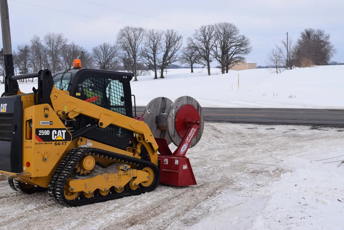 EZ Spot UR Attachment Wire Reel | Model EZ-WR01 | Spool Width 24–50" | 20–30 GPM | 3–5 Ton | For Skid Steer, Compact Track Loaders, Wheel Loaders, Excavators, Mini Excavators, Telehandlers & Backhoes