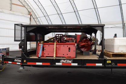 EZ Spot UR Attachment Trailer With Rack | Model EZ-TRL001 | 28' x 8'6" Deck | 25,000 lbs GVWR | 20–30 GPM | 3–5 Tons | For Skid Steer, Compact Track Loaders, Wheel Loaders, Excavators, Mini Excavators, Telehandlers & Backhoes
