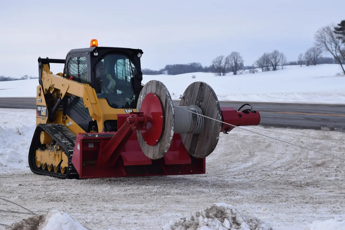 EZ Spot UR Attachment Wire Reel | Model EZ-WR01 | Spool Width 24–50" | 20–30 GPM | 3–5 Ton | For Skid Steer, Compact Track Loaders, Wheel Loaders, Excavators, Mini Excavators, Telehandlers & Backhoes