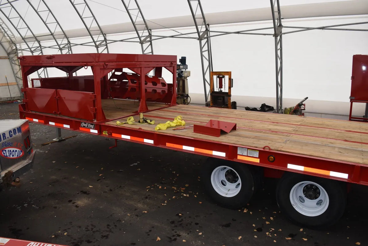 EZ Spot UR Attachment Trailer With Rack | Model EZ-TRL001 | 28' x 8'6" Deck | 25,000 lbs GVWR | 20–30 GPM | 3–5 Tons | For Skid Steer, Compact Track Loaders, Wheel Loaders, Excavators, Mini Excavators, Telehandlers & Backhoes