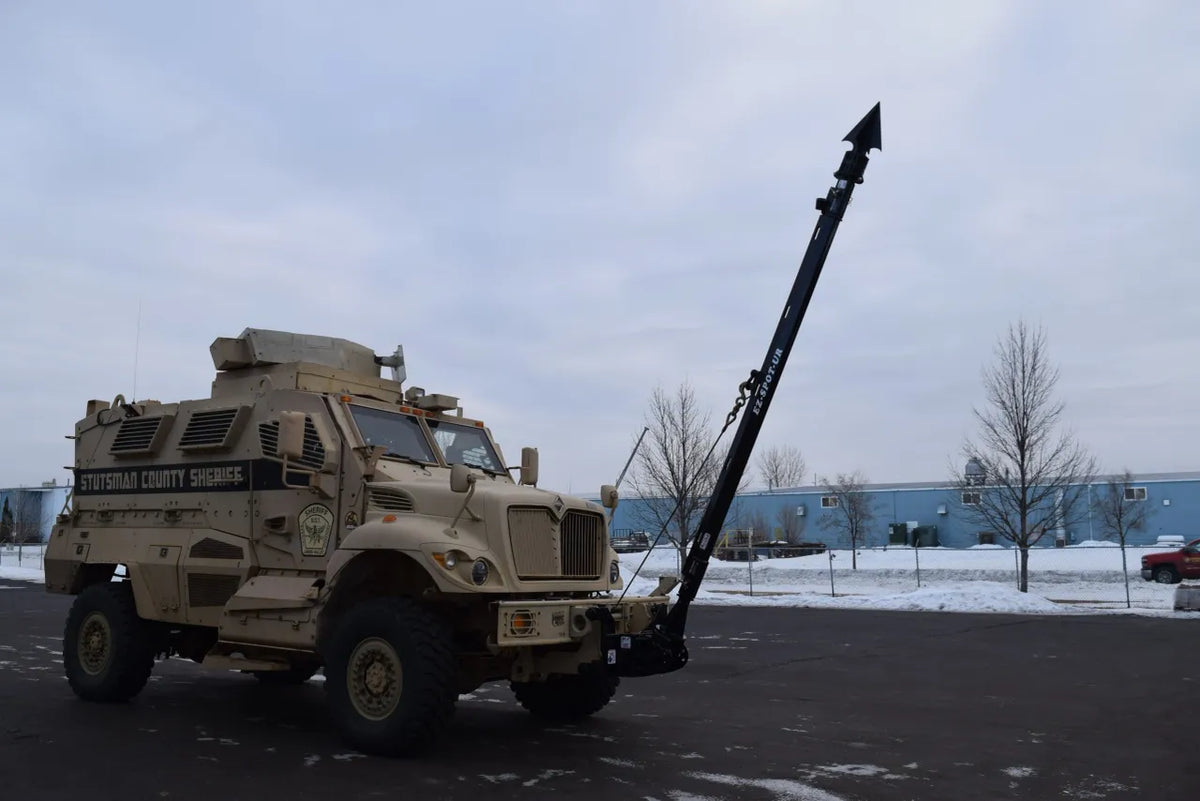 EZ Spot UR Attachment Tactical Equipment Line | Scorpion Penetrator & Bulldog Claw Series | 127° Rotating Base | Lifting Capacity 5,000 lbs | 20–30 GPM | 60–100 HP | For MRAPs, Armored Tactical Vehicles & Skid Steers