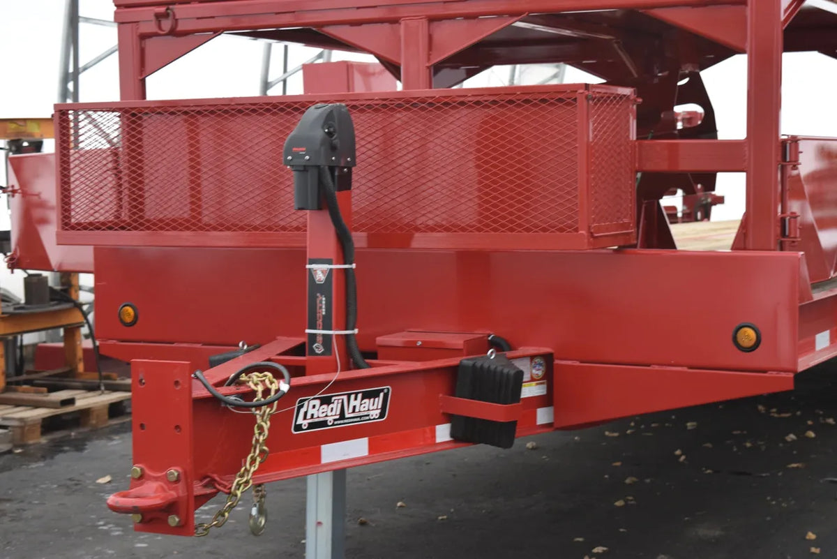 EZ Spot UR Attachment Trailer With Rack | Model EZ-TRL001 | 28' x 8'6" Deck | 25,000 lbs GVWR | 20–30 GPM | 3–5 Tons | For Skid Steer, Compact Track Loaders, Wheel Loaders, Excavators, Mini Excavators, Telehandlers & Backhoes