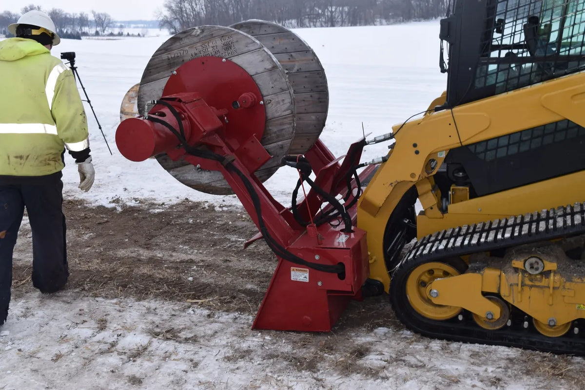 EZ Spot UR Attachment Wire Reel | Model EZ-WR01 | Spool Width 24–50" | 20–30 GPM | 3–5 Ton | For Skid Steer, Compact Track Loaders, Wheel Loaders, Excavators, Mini Excavators, Telehandlers & Backhoes