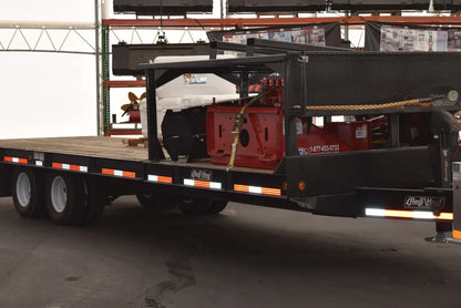 EZ Spot UR Attachment Trailer With Rack | Model EZ-TRL001 | 28' x 8'6" Deck | 25,000 lbs GVWR | 20–30 GPM | 3–5 Tons | For Skid Steer, Compact Track Loaders, Wheel Loaders, Excavators, Mini Excavators, Telehandlers & Backhoes