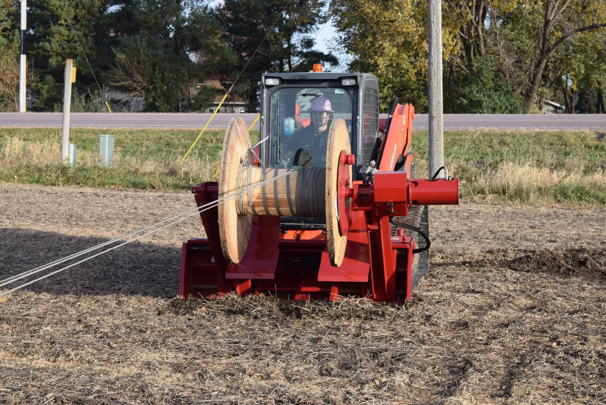 EZ Spot UR Attachment Wire Reel | Model EZ-WR01 | Spool Width 24–50" | 20–30 GPM | 3–5 Ton | For Skid Steer, Compact Track Loaders, Wheel Loaders, Excavators, Mini Excavators, Telehandlers & Backhoes
