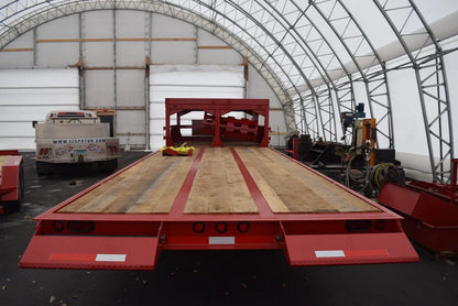 EZ Spot UR Attachment Trailer With Rack | Model EZ-TRL001 | 28' x 8'6" Deck | 25,000 lbs GVWR | 20–30 GPM | 3–5 Tons | For Skid Steer, Compact Track Loaders, Wheel Loaders, Excavators, Mini Excavators, Telehandlers & Backhoes