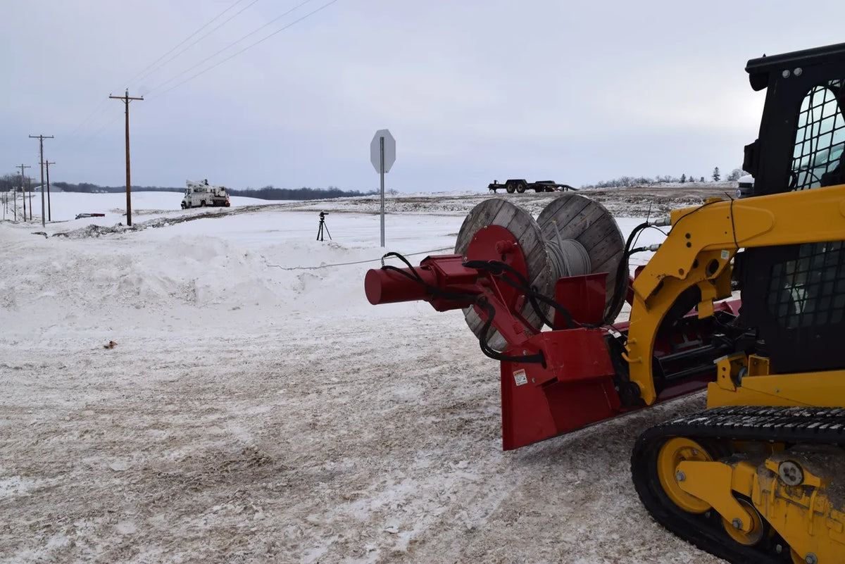 EZ Spot UR Attachment Wire Reel | Model EZ-WR01 | Spool Width 24–50" | 20–30 GPM | 3–5 Ton | For Skid Steer, Compact Track Loaders, Wheel Loaders, Excavators, Mini Excavators, Telehandlers & Backhoes