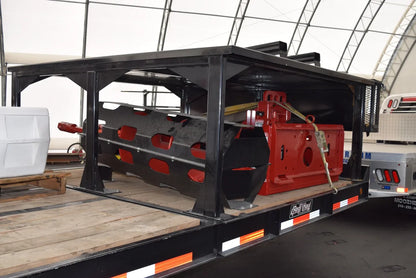 EZ Spot UR Attachment Trailer With Rack | Model EZ-TRL001 | 28' x 8'6" Deck | 25,000 lbs GVWR | 20–30 GPM | 3–5 Tons | For Skid Steer, Compact Track Loaders, Wheel Loaders, Excavators, Mini Excavators, Telehandlers & Backhoes